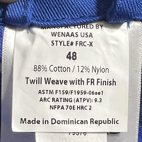 Wenaas Flame Resistant Coveralls Mens 48 Blue Reflective NFPA 2112 HRC 2 FRC-X - Picture 5 of 13